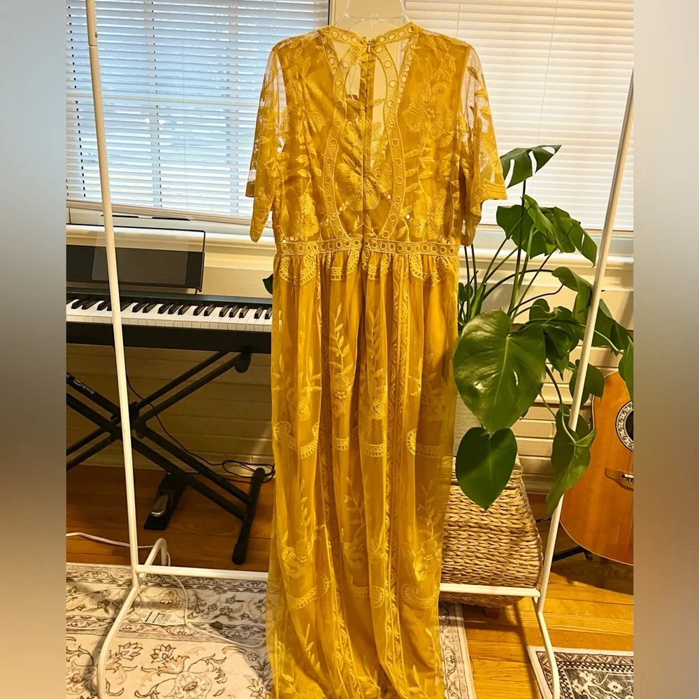 Pink Blush Marigold Lace Maxi Dress - Picture 4 of 7